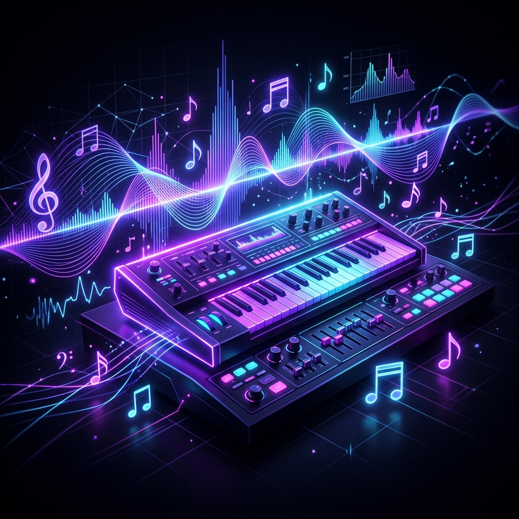 Sound waves and neon design